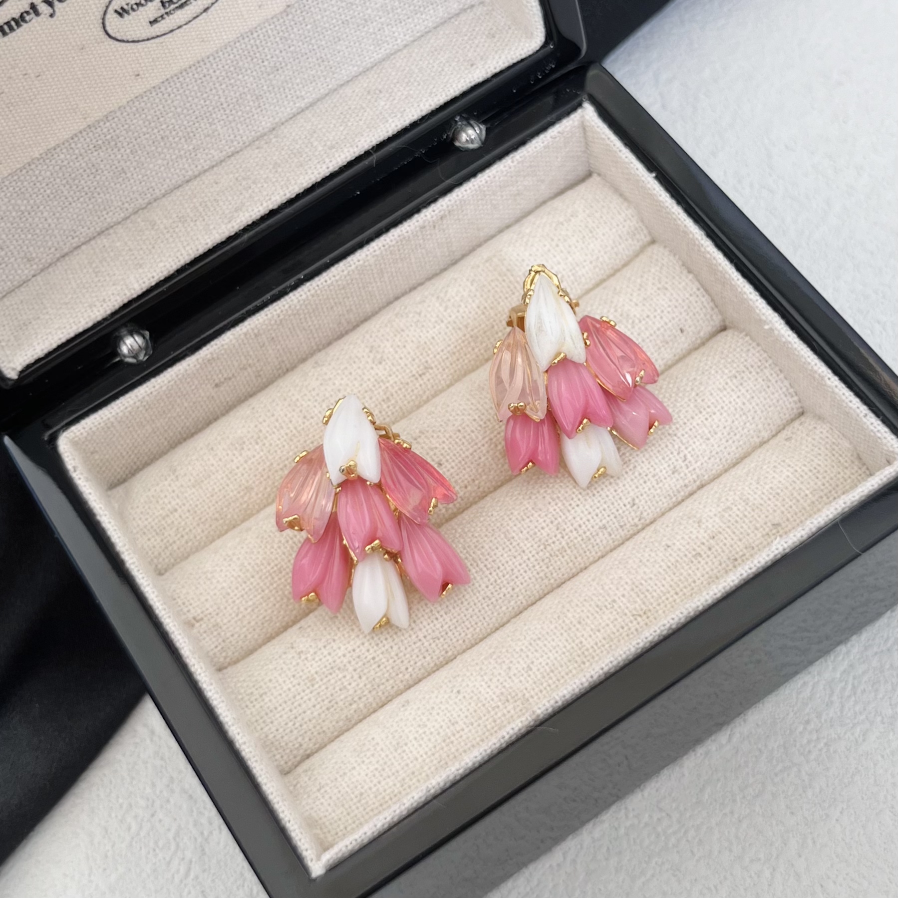 合金树脂耳饰 VTG 粉色瓜棱耳夹