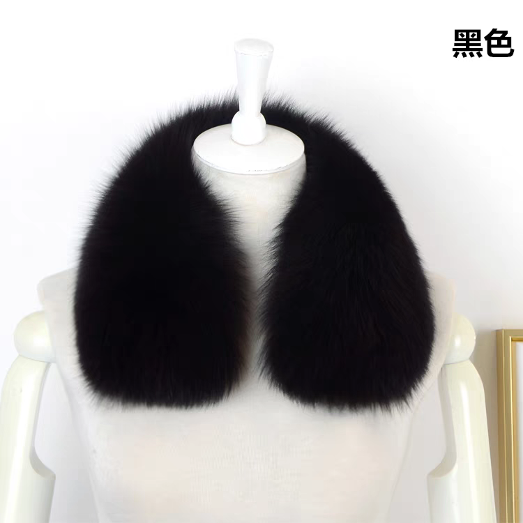 时尚百搭衣领用黑色狐狸毛方领皮衣服通用毛领男士女士保暖冬季