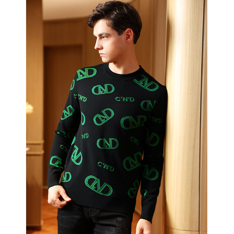 CND卡纳狄尔25秋冬商场新款蛋白桑蚕丝提花logo加厚保暖羊毛衫潮