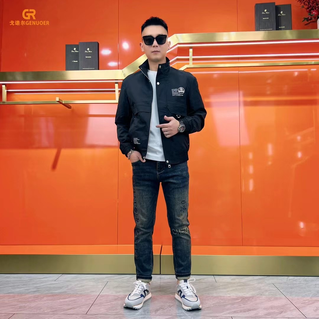 戈诺尔男装24年秋高品质夹克外套时尚潮流独特高级个性立领夹克