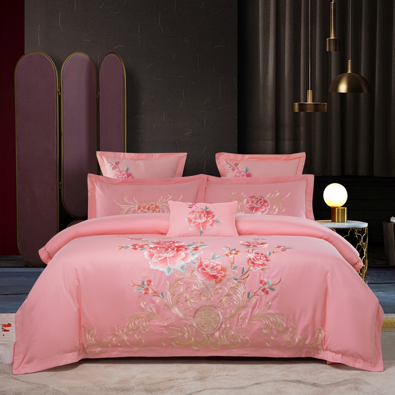 【金禧-花开富贵】结婚婚庆高档斜纹绣花套件中式西式婚房布置