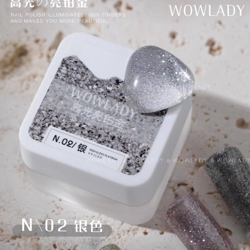 WOWLADY语菲初彩系列美甲高光亮铂金胶爆闪罐装沟边胶