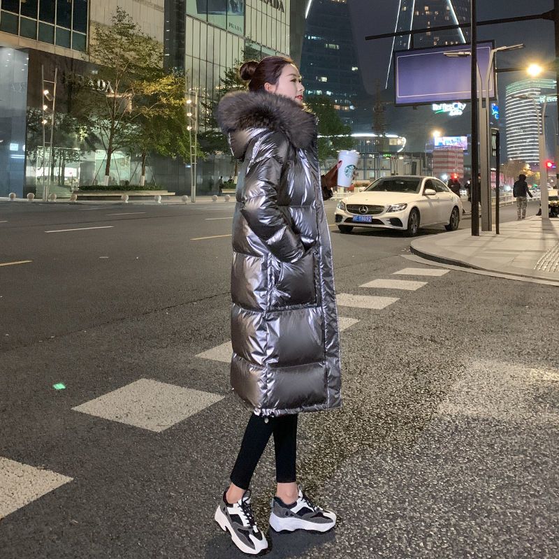 羽绒服爆款2023新款正品年季时尚大毛领亮面羽绒户外运动女