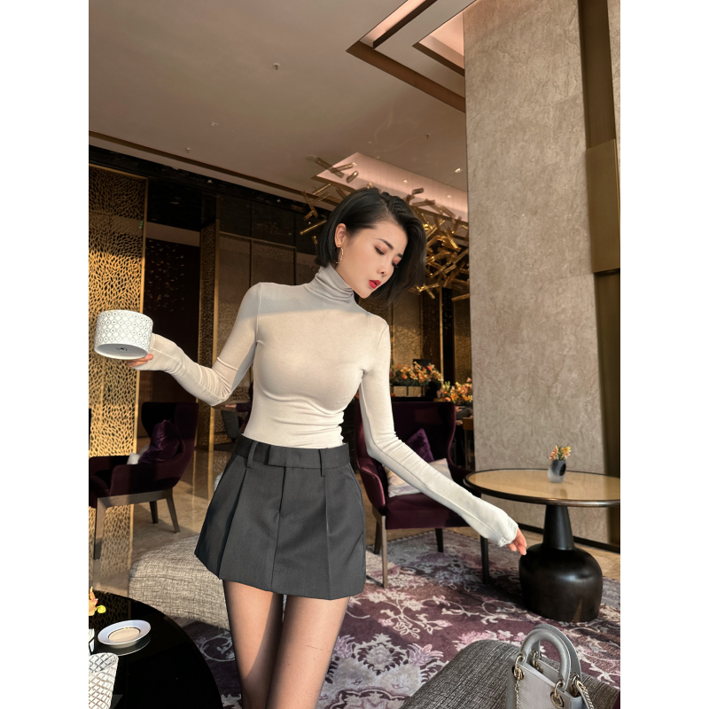 XULU原创美利诺慕斯绒打底衫通勤百搭修身显瘦保暖高领长袖上衣