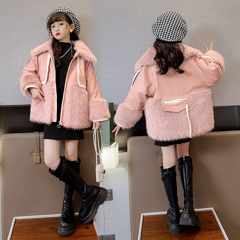 女童外套冬装2024新款大童韩版洋气儿童网红加绒加厚派克服
