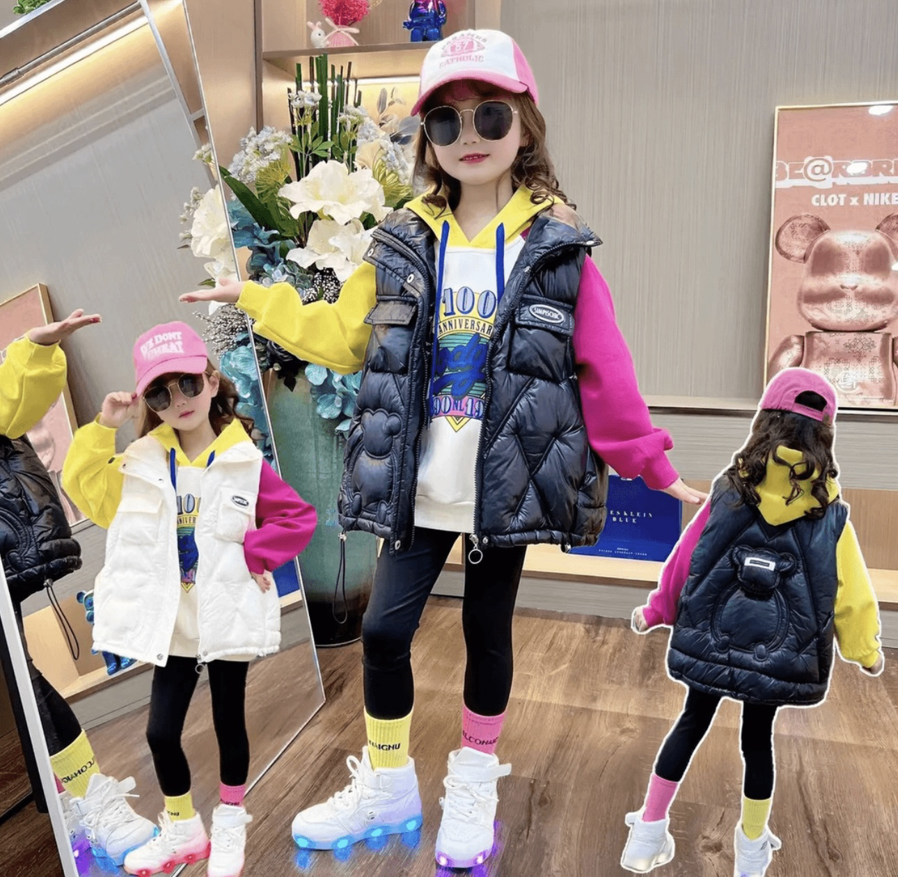 【免洗马甲】女童免洗棉马甲亮面马夹中大童冬季加厚上衣洋气外套潮