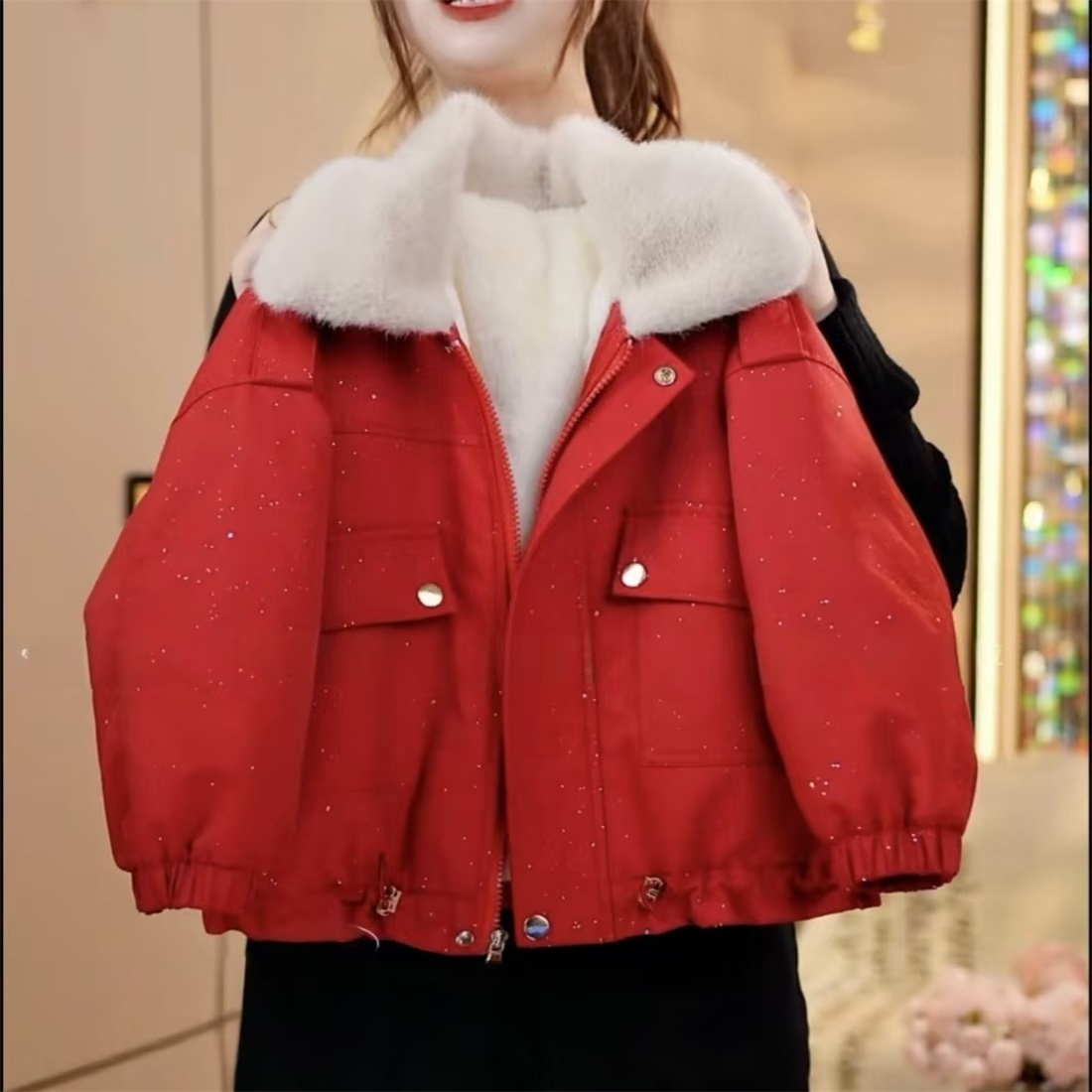 现货-女童冬装韩版2024新款洋气加绒加厚外套