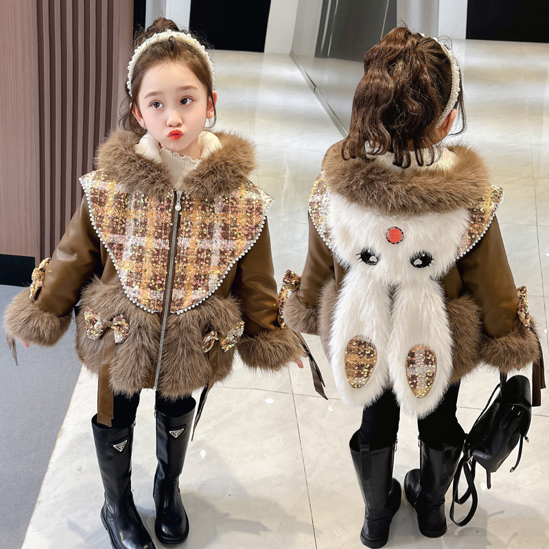 【寒冬暖心】女童时尚2024新款冬装儿童冬季加绒加厚毛毛衣保暖