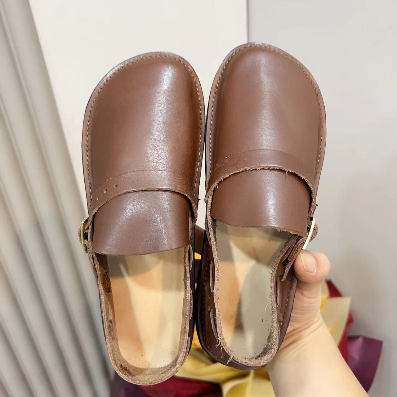 东莞好物推荐倌佩佩家高品质舒适休闲真皮复古极光女鞋 B322