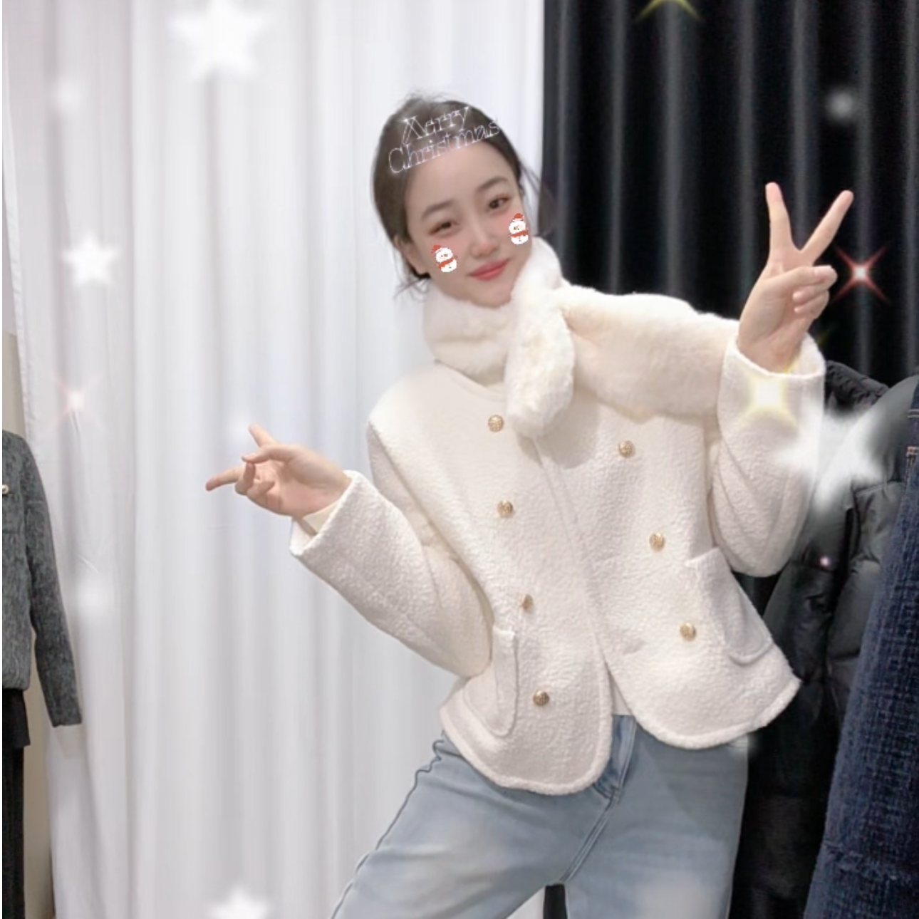 珍珍高个子加长气质百搭白月光小香风毛呢短外套女秋冬加厚