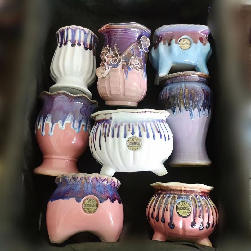 W011322景德镇手工陶瓷花盆套餐  款式多样 器型美观  现货发货