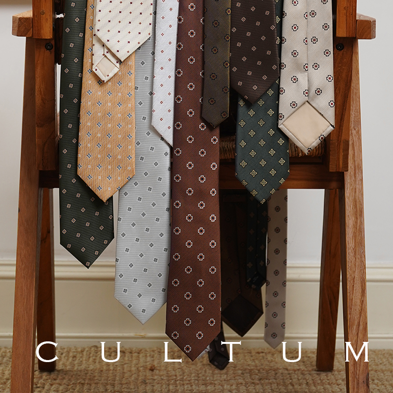CULTUM复古碎花8cm全衬领带男休闲商务箭头色织西装西服正装领带