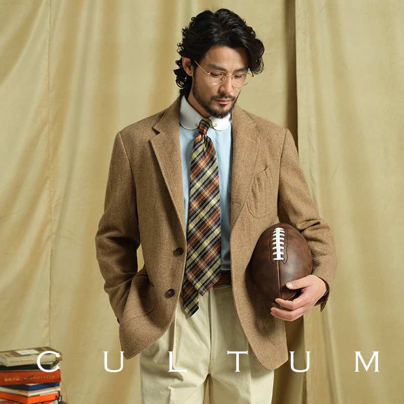 【粗花呢人字纹】CULTUM复古加厚全羊毛运动西装猎装外套休闲西服