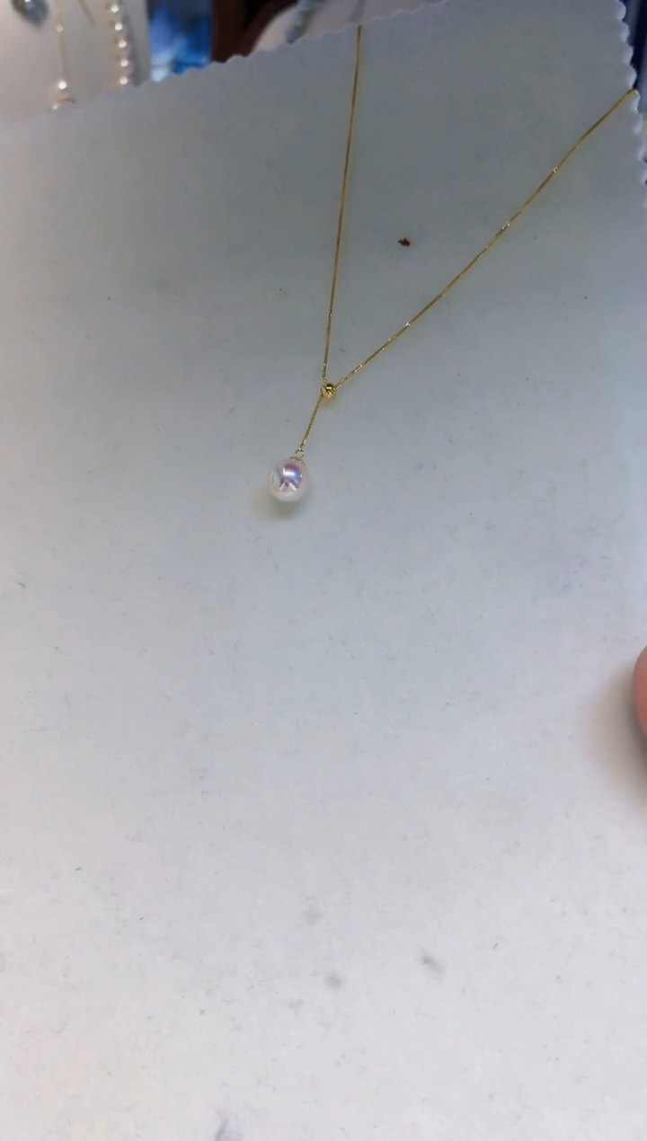 【闪购商品】海水珍珠饰品18K金镶嵌7-8单珠y链