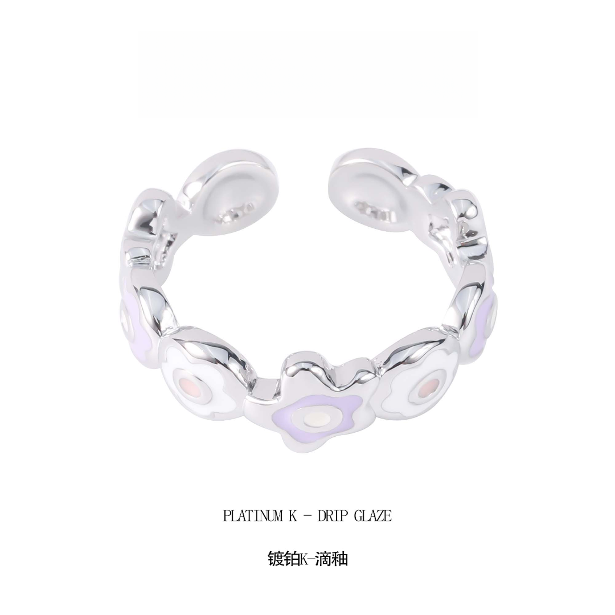 铜合金珐琅戒指 滴釉 小众时尚戒指（开口可调节）  G2871