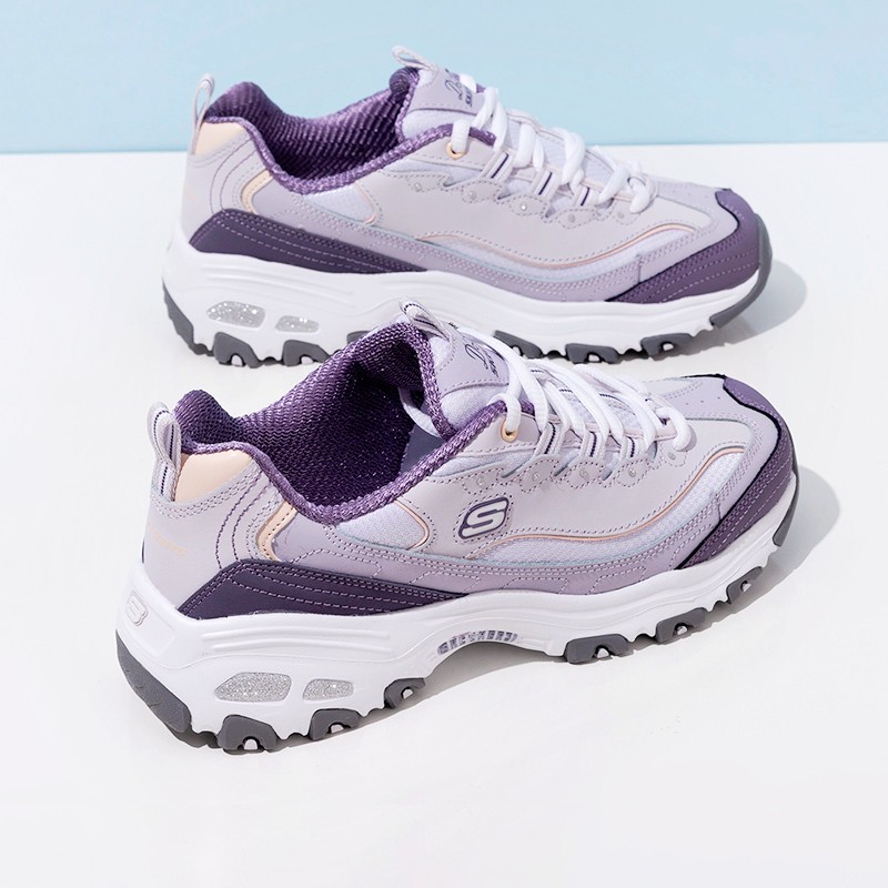 【香芋紫】斯凯奇女鞋秋季新款透气奶茶熊轻便厚底显高老爹鞋专柜款