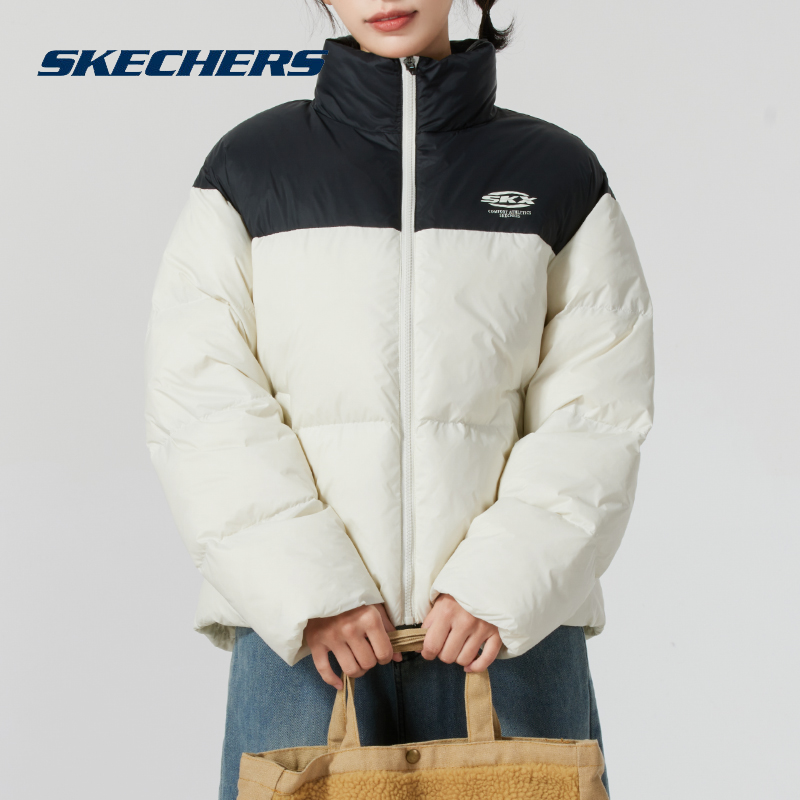 斯凯奇羽绒服女装2024冬季新款户外运动休闲加厚保暖棉羽宽松外套