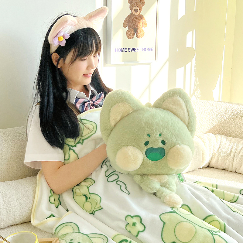 哆小屁艾斯德卡通毛绒正版嘟嘟喵暖手抱枕毯毛绒印花嘟嘟喵大毛毯