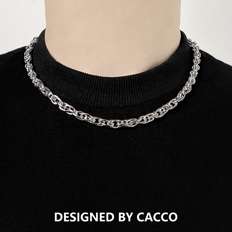 钛钢项链 CACCO 嘻哈粗款麻花链 小众设计欧美冷淡风无性别锁骨链
