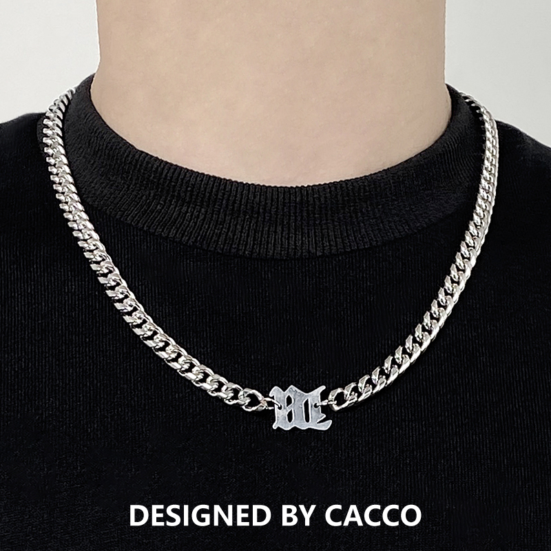 钛钢项链 CACCO 欧美嘻哈字母古巴链 个性英文设计感无性别锁骨链