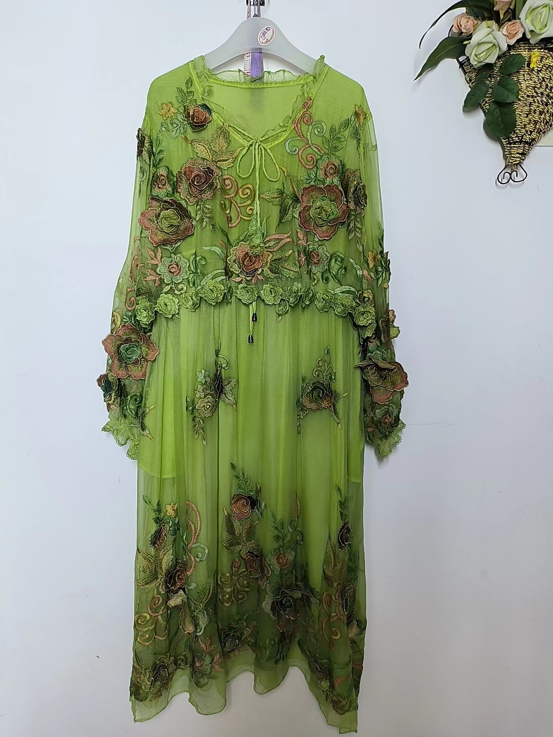 梅妃含香仙子假两件桑蚕丝连衣裙22183-B