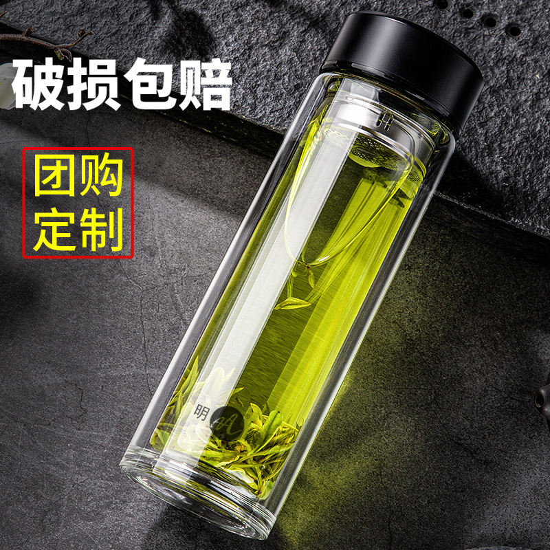 泡茶杯子高硼硅玻璃茶杯玻璃高档过滤大容量防烫女士便携双层带盖