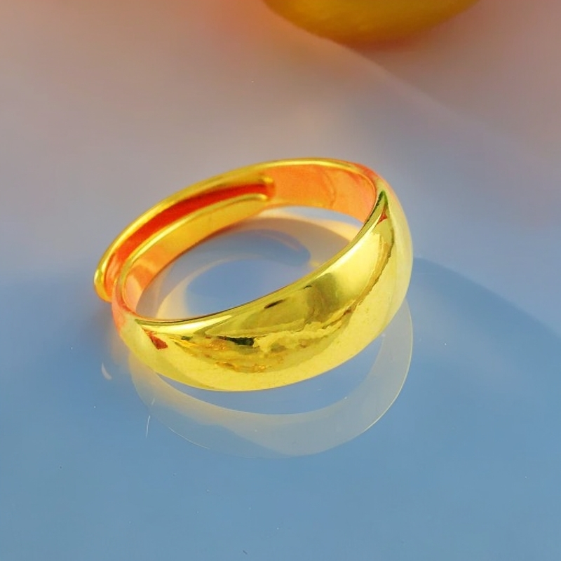 铜合金戒指 经典时尚简约精美光面情侣款男女素圈金色可调节戒指