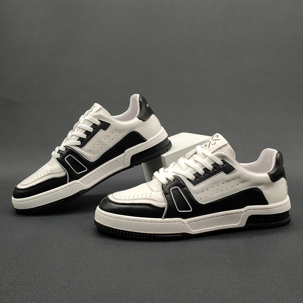 熊猫拼色板鞋真皮潮流百搭运动风休闲低帮鞋潮鞋春季