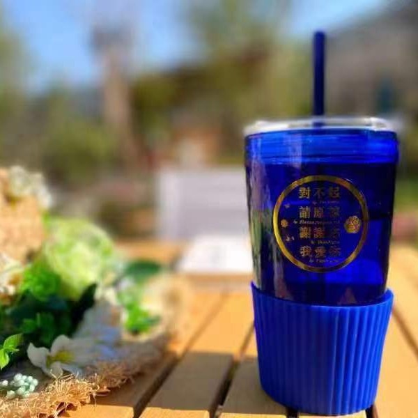 老师推荐蓝色太阳水瓶零极限归零清理工具摇摇杯耐高温玻璃水杯