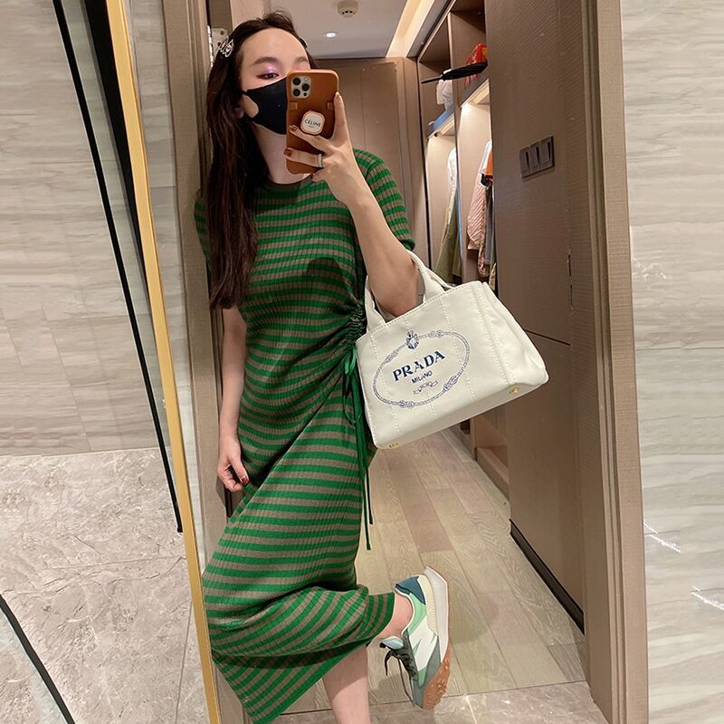 2602法式减龄条纹感艺术风长裙初恋茶歇连衣裙子女2024年夏季新款