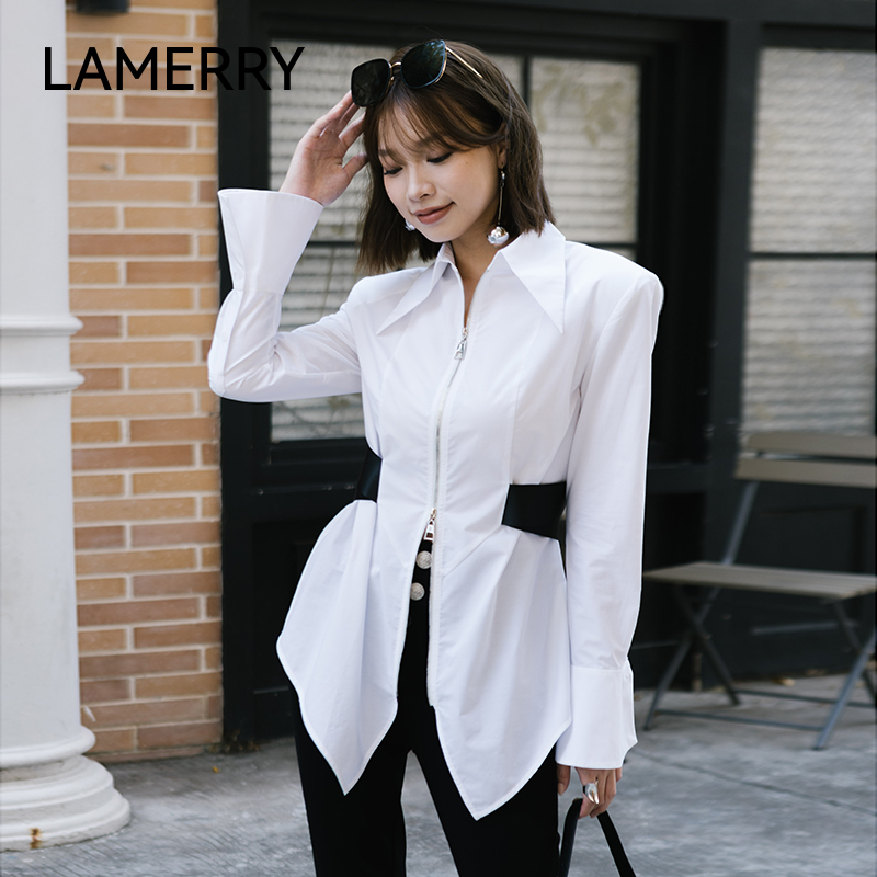 LAMERRY 打破常规✖双开拉链收腰活褶设计感衬衫 LWSA1C090