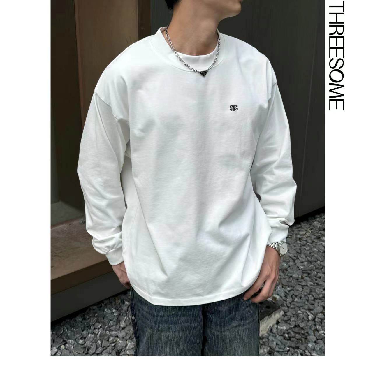 MBM-2[刺绣logo]春季重磅纯棉圆领宽松简约刺绣长袖ins卫衣222#