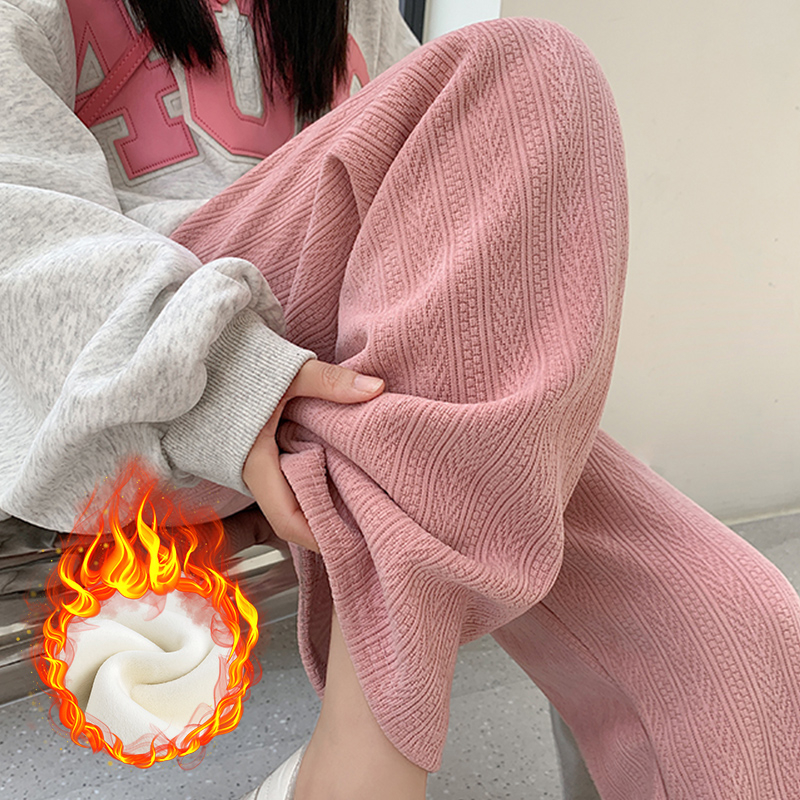 新款麦穗孕妇阔腿裤秋冬外穿2023宽松垂坠感休闲显瘦直筒加绒长裤