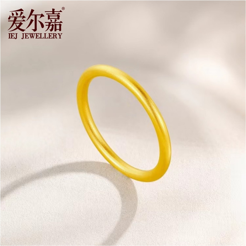 【十年金店】足金999投资金实心戒光圈古法素圈男女款情侣对戒送礼
