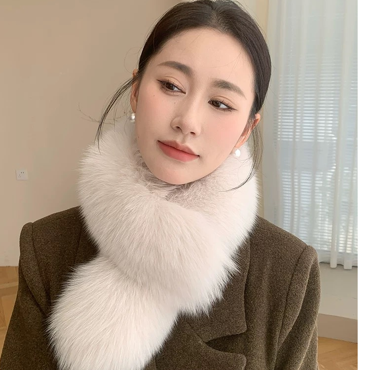 新款仿狐狸毛正反两面保暖毛毛围巾秋冬气质皮草百搭毛领女款