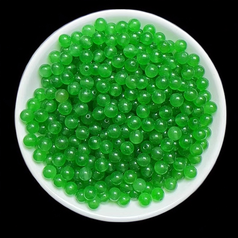散珠天然冰阳绿 6mm 50颗(赠弹力绳)L006（赠3颗）