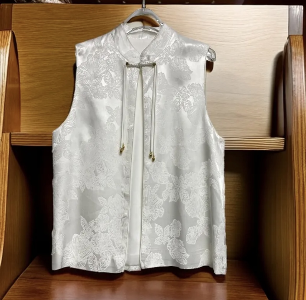 无袖马甲背心流苏国风马甲提花上衣百搭国风新中式女马甲上衣
