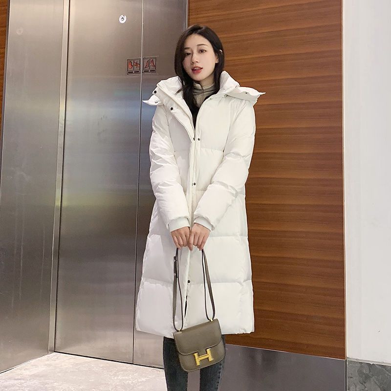 2023年新款爆款羽绒服女款中长款过膝直筒加厚白鸭绒冬季外套女