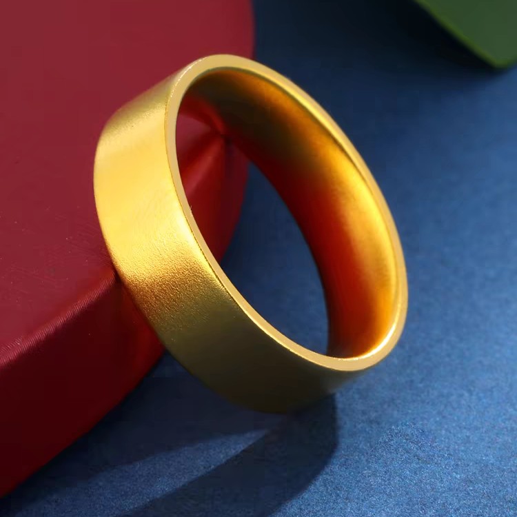 足金999纯黄金古法传承哑光时尚浪漫情侣对戒