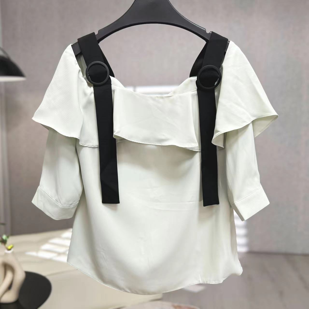 同伊系列   WS357   女装简约时尚夏季上衣小衫浅绿