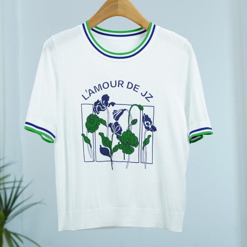 曼系列  E228   女装时尚撤柜短袖针织衫白色