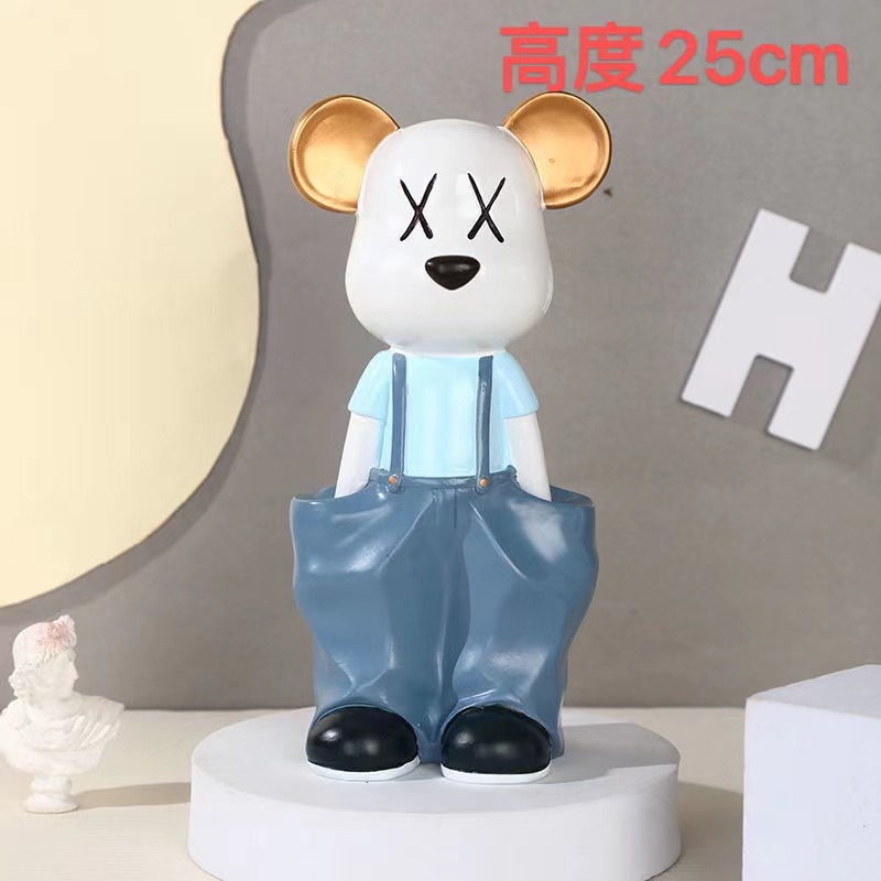 淡蓝色插兜熊暴力熊树脂摆件