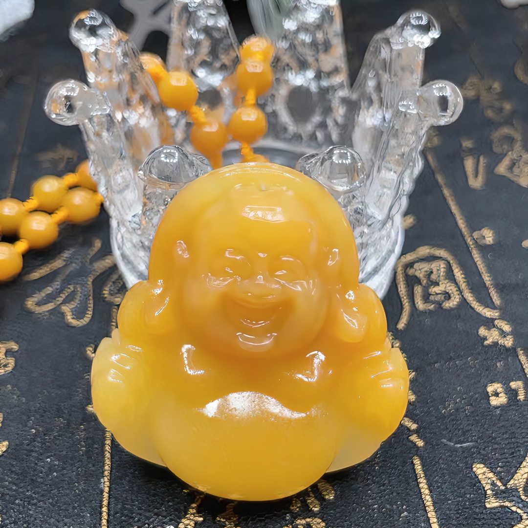 云南天然黄龙玉佛公鸡油黄纯手工雕时尚气质轻奢百搭款黄色弥勒佛