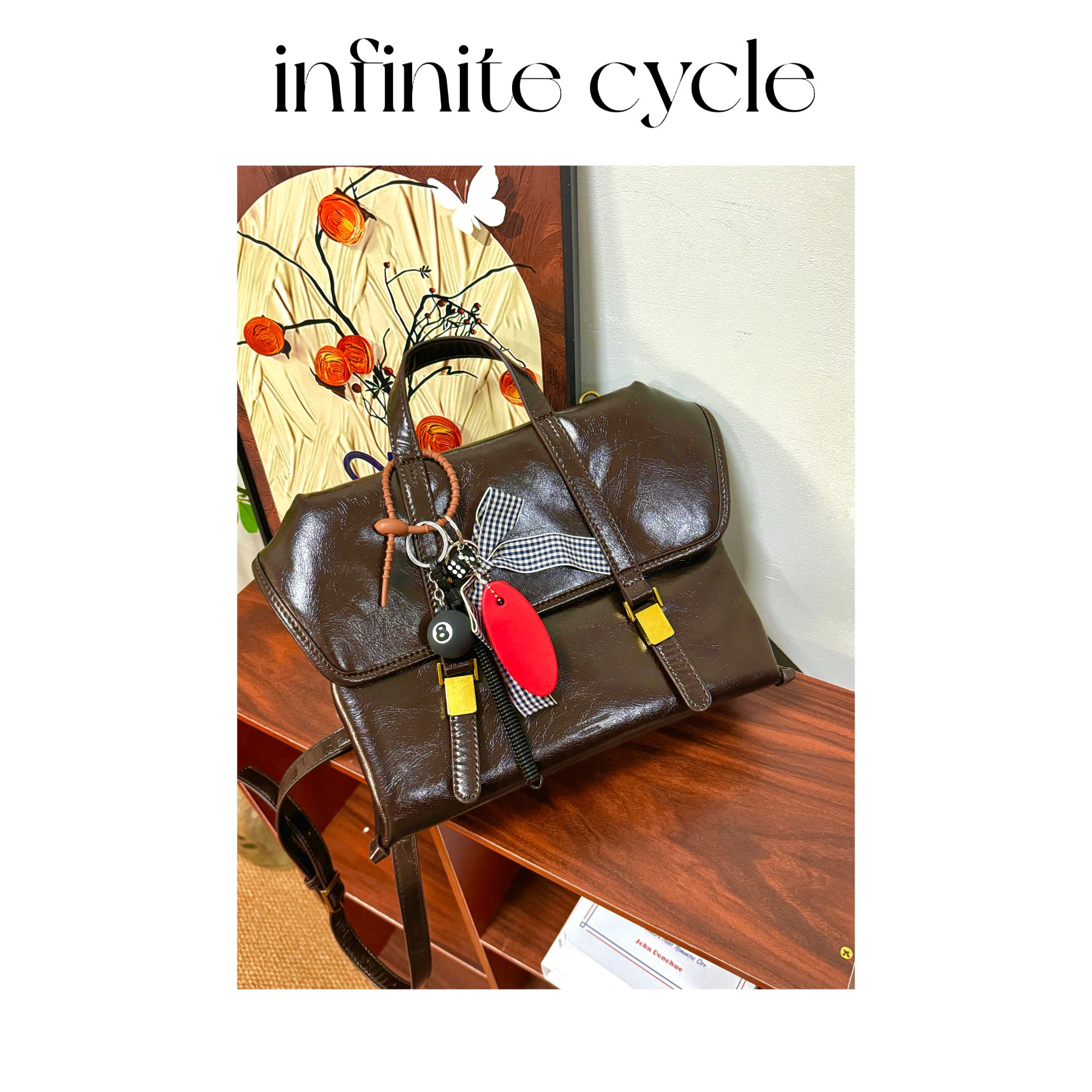 【1192】infinite cycle复古秋季手提百搭多背发双肩包