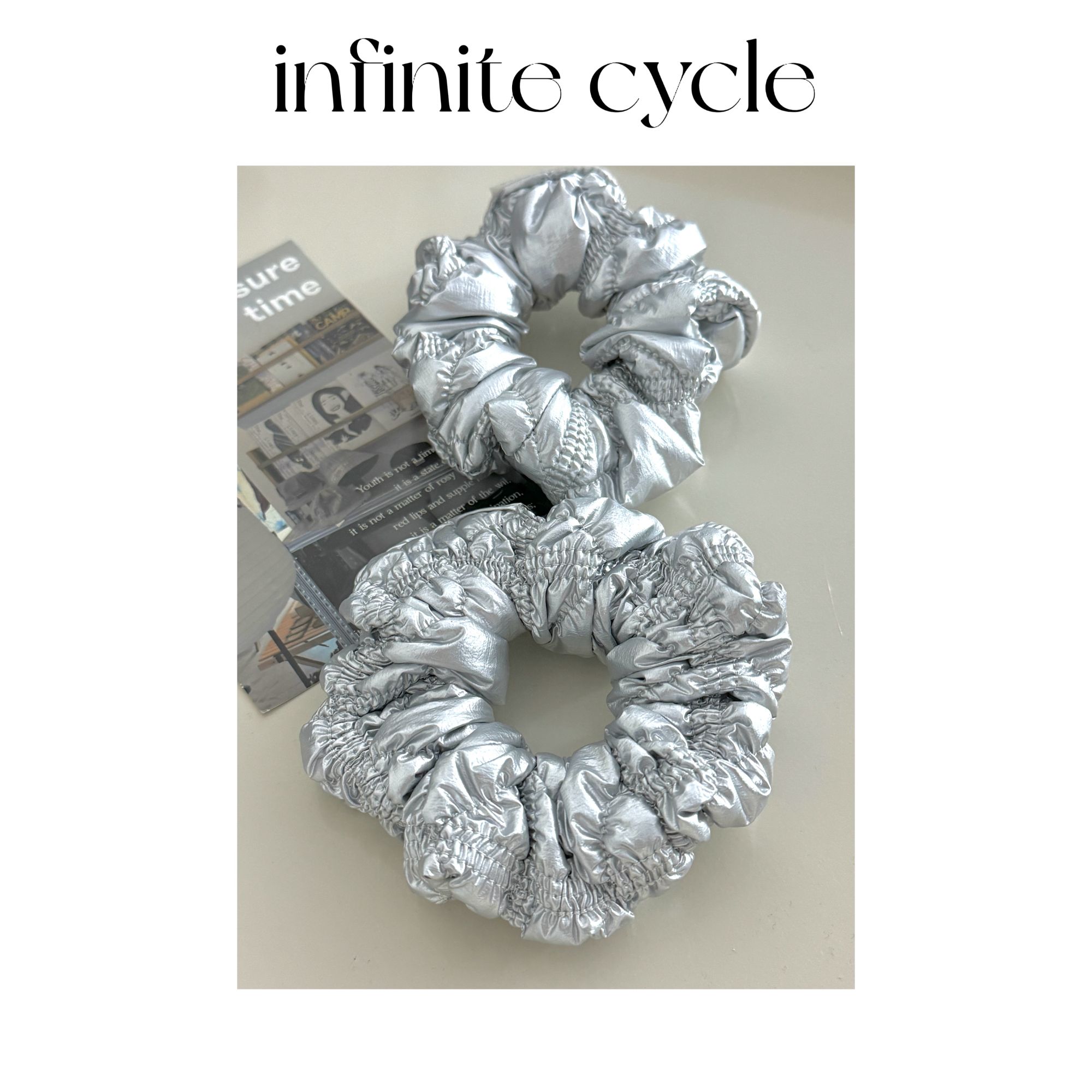 【1145】infinite cycle银色ins可爱发圈褶皱感小众发饰