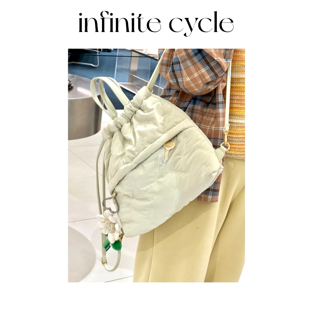 【376】infinite cycle韩国小众时尚百搭字母刺绣手提双肩包