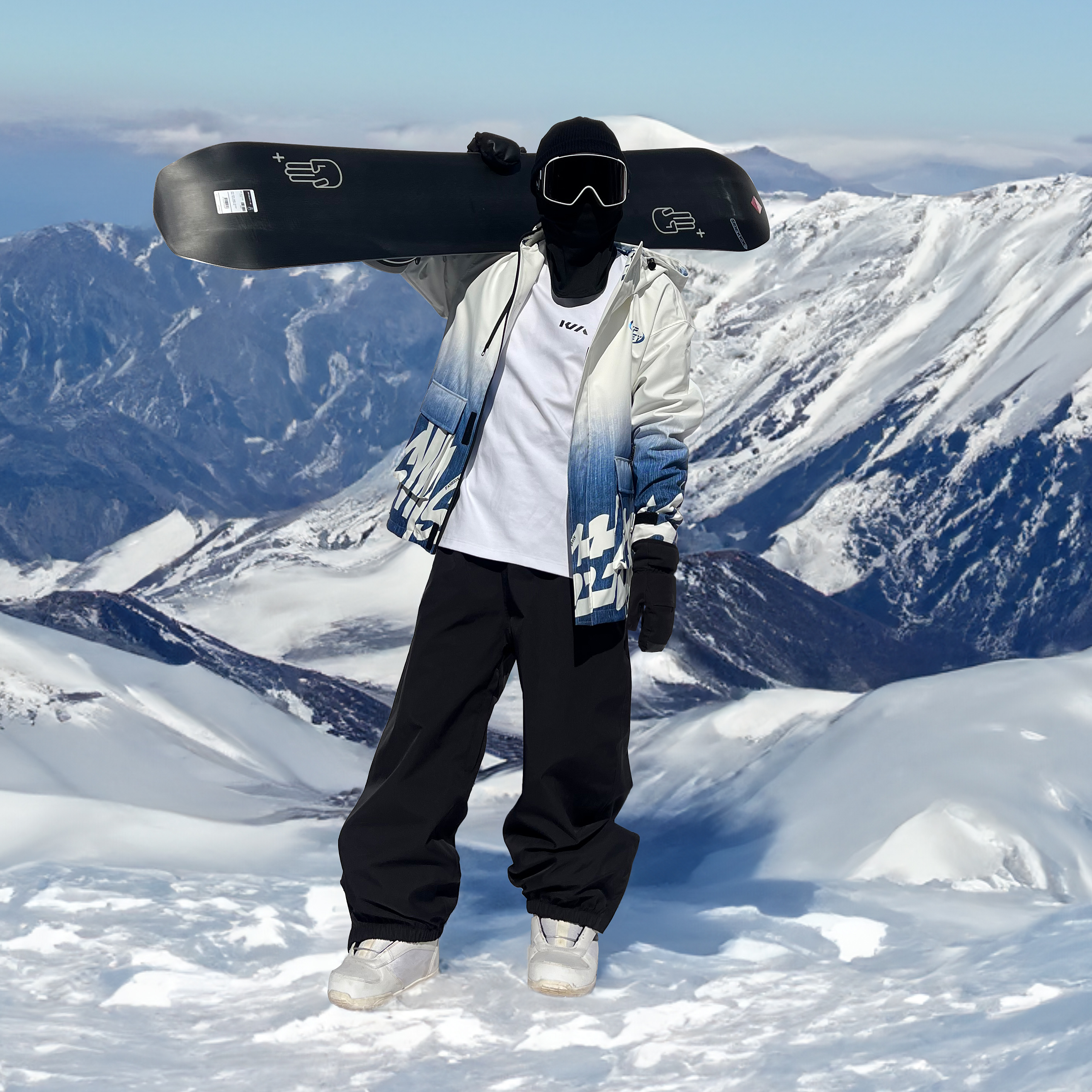 KEEPMONEY加厚宽松防水蓝白渐变男休闲潮流保暖户外运动雪服女