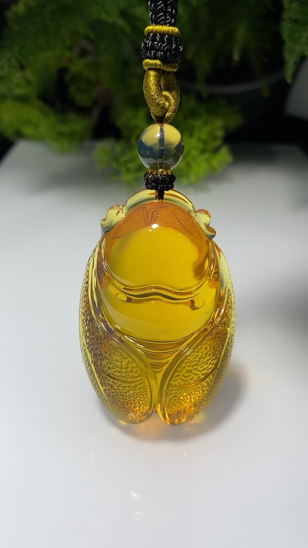 天然缅甸净水蓝珀精雕一鸣惊人