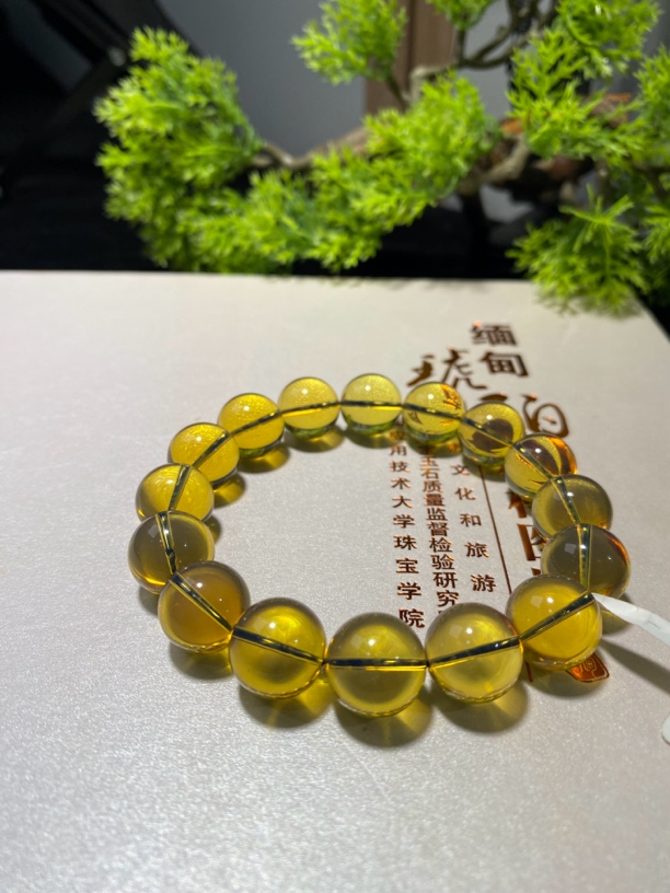 天然缅甸净水蓝珀手串