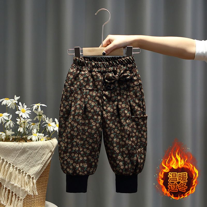 女童加绒裤子冬装儿童棉裤加厚保暖三层夹棉厚洋气外穿宝宝绒裤子
